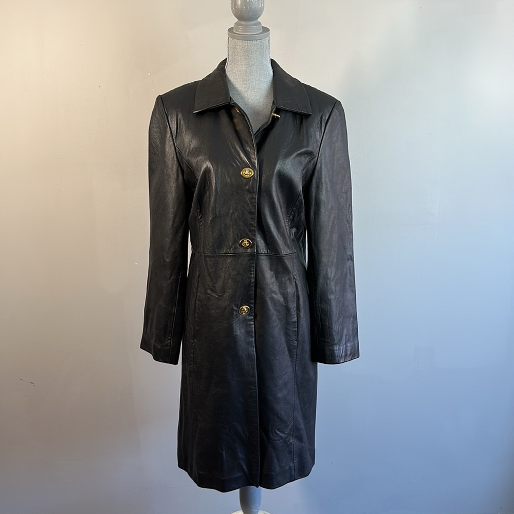J.‎ Percy Buttery Soft Black Leather Long Coat Size S